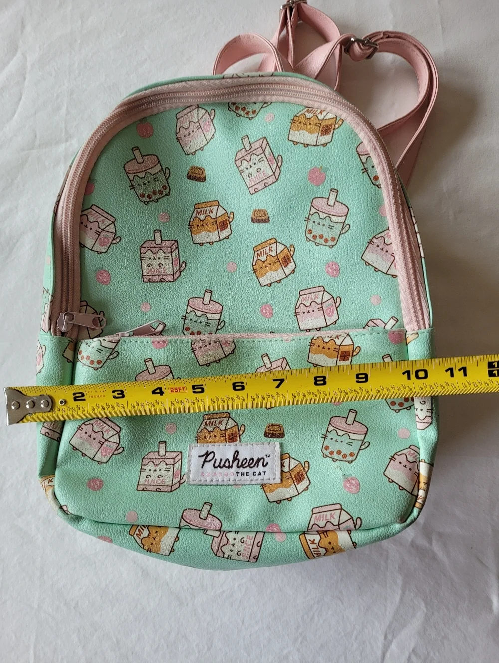 Pusheen The Cat Milk Cartoon Mint and Pink Mini Backpack .